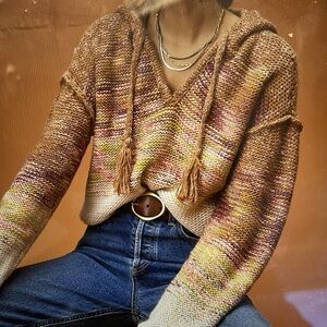 Anthropologie Pilcro Fringe Knit Hoodie
